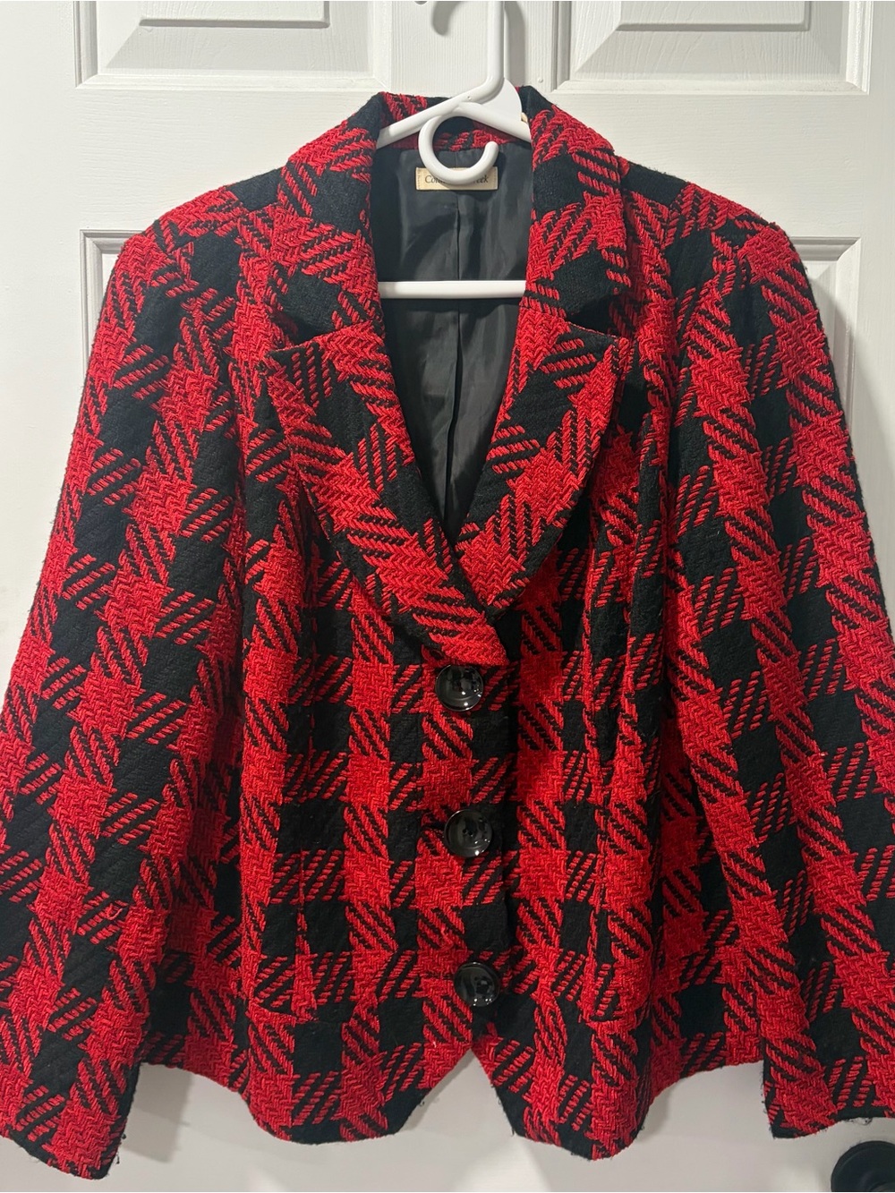 Coldwater Creek Red & Black Plaid Blazer Jacket - Size 18W